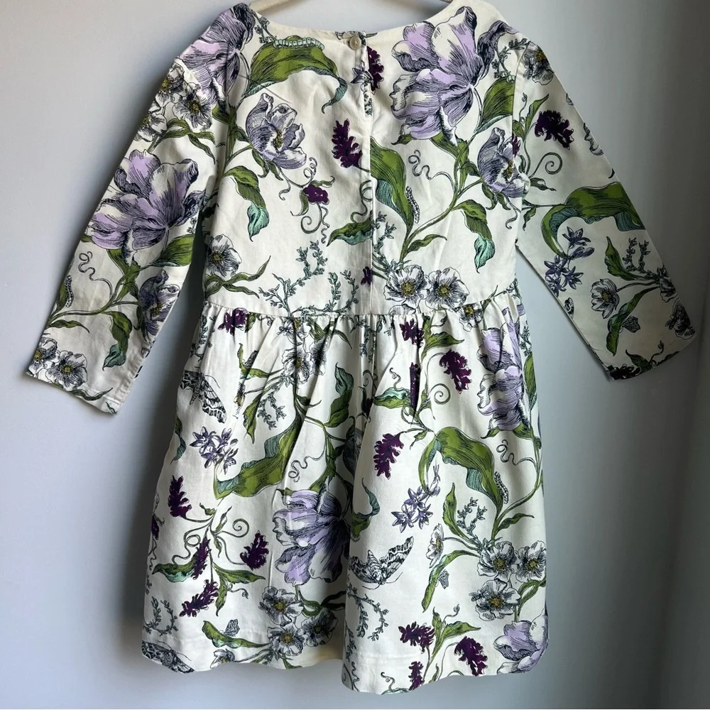 Tea Collection Green & Purple Floral Kid’s Dress - Size 6 - Picture 9 of 12